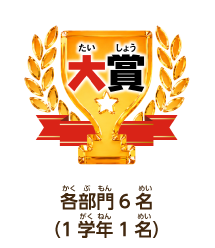 大賞【仮】 各部門6名（1学年1名）